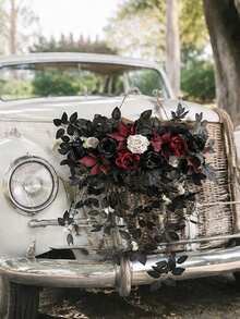Faux Wall Hanging Wedding Flowers, Floral Decor For Arch Window Chair Back, Outdoor Rattan Car & Banquet Party Decoration - Multicolor - View 6