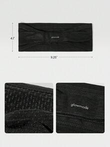 GLOWMODE Fierce Focus Stretchy Seamless Sweat-Wicking Reflective Logo Wide Headband Running Hiking Gym Workout Daily Active Wear - Black - View 5