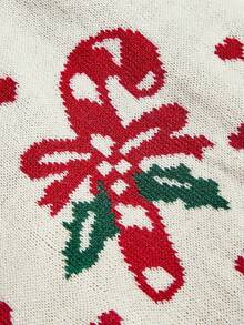 PETSIN 1pc Apricot Knitted Turtleneck Sweater With Cute Christmas Candy Cane & Heart Pattern, For Cats & Dogs - Multicolor - View 8