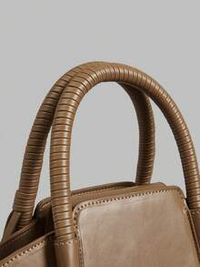Ontre Women's Fashion Brown Handbag, Hand-Woven Handle, Exquisite Gold Bead Tassel Decorative Tote Bag For Daily Use, Commuting, Shopping, Travel - Brown - View 5