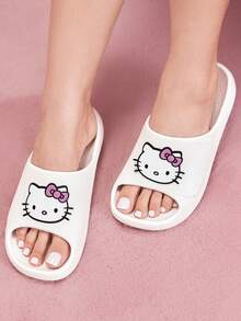 HELLO KITTY AND FRIENDS | SHEIN Fashionable Cute CartoonBlack Slip-On Slippers Non-Slip Quick-Drying Shower Slide, Lightweight And Durable EVA Material, In The House - White - View 1