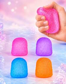 1pc Pink Gumdrop Shape Squishy Stress Relief Ball, 6cm Textured TPR Hand Squeeze Ball With Soft Maltose-Like Filling, Not Edible, For Office Desk, Car, Travel & Home Relaxation - Multicolor - View 1
