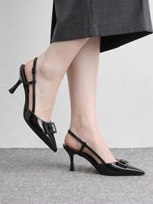 CUCCOO BIZCHIC Women's Fashion Commute Pointed Toe Heeled Sandals - Black - View 3