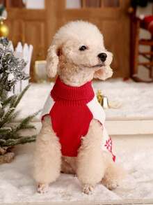 PETSIN 1pc Christmas Pet Cat Dog Universal Green Diamond Grid Elk Snowflake Cute Pattern Jacquard Knitted Elastic Comfortable Dog Christmas Sweater - Multicolor - View 9