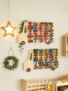 Car Model Storage Bag, Mini Toy Car Display Wall Rack, Decor Storage Organizer For Entryway, Bedroom & Car Interior, Christmas & Halloween Decor Gift - Multicolor - View 3