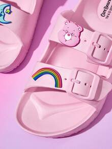 SHEIN X Care Bears 卡通女款拖鞋，透氣快乾，輕量耐用 EVA 材質，適合男孩室內外穿著，浴室使用 - 西瓜粉 - 查看 4