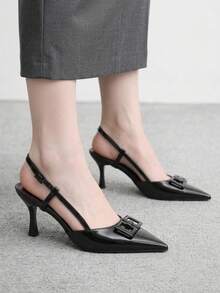 CUCCOO BIZCHIC Women's Fashion Commute Pointed Toe Heeled Sandals - Black - View 1