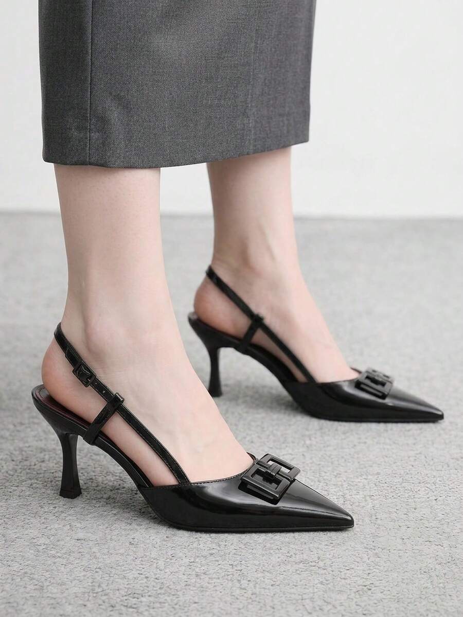 CUCCOO BIZCHIC Women's Fashion Commute Pointed Toe Heeled Sandals - Black - View 1