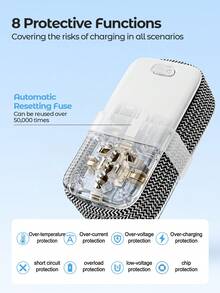 Teckwe This Multi-Functional Travel Power Strip Works In 150 Countries Worldwide,PC,Specs:10A 100-250V~ 50/60Hz 2500W Max - White - View 6
