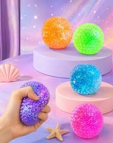 Hape 1pc Purple Diamond Texture Squishy Stress Relief Ball, 6cm Spiky Orb Squeeze Ball With TPR Shell, Maltose & Sequin Filling, Slow Rebound Hand Pressure Release Portable Desk Accessory - Multicolor - View 3