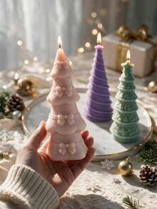 Heart Shape Christmas Tree Silicone Mold Christmas Bowknot Pillar Tree Candle Mold Gingerbread Concrete Soap Resin Casting Mold Christmas Home Decor - various - View 5
