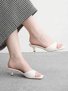 CUCCOO BIZCHIC Women Shoes Spring And Summer New Beige One-Piece Open-Toed Women's High-Heeled Sandals Slippers Simple, Fashionable And Comfortable Versatile Commute - PU white - View 4