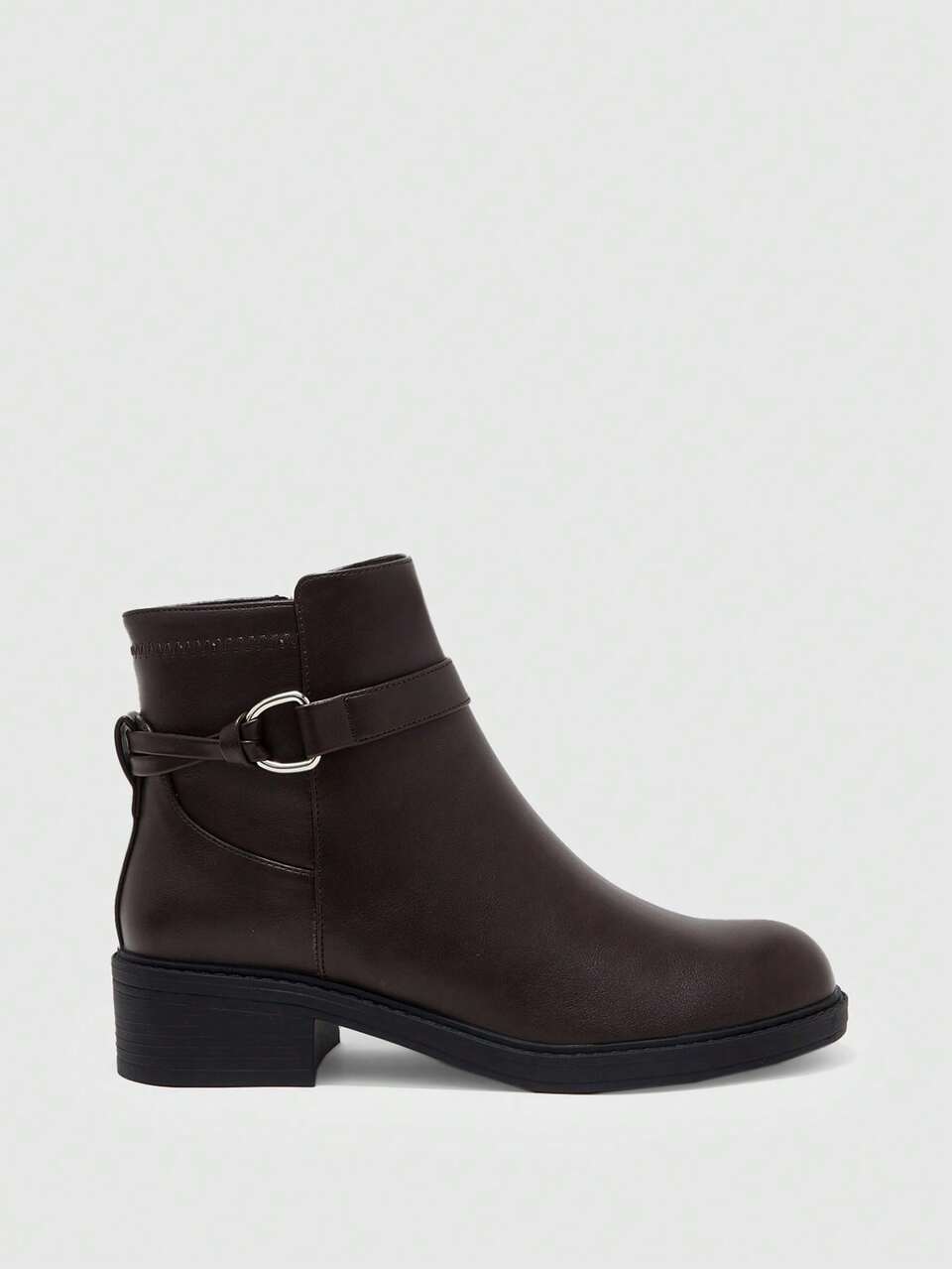 CUCCOO BIZCHIC Ladies, Autumn And Winter Metal Buckle Design, Versatile, Commuter Daily Thick Heel Ankle Boots