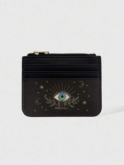 Fairycore Sun, Moon & Star Eye Print Card Holder Coin Purse