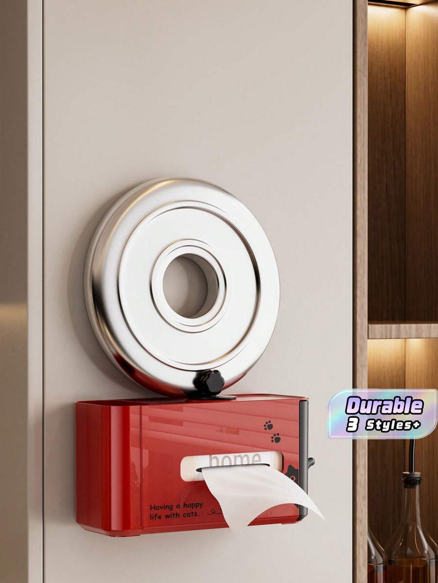 Wall‑Mounted No‑Drill Tissue Box Hanging Paper Holder For Bathroom Sink And Kitchen Cabinet Lightweight Sturdy Structure Easy Installation Fits Standard Tissues Practical Home Storage Organizer For Dorm Apartment Household - Multicolor - View 1