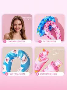 ADVENTURE TIME X SHEIN 6件組卡通印花免加熱捲髮工具套組 - 彩色 - 查看 6