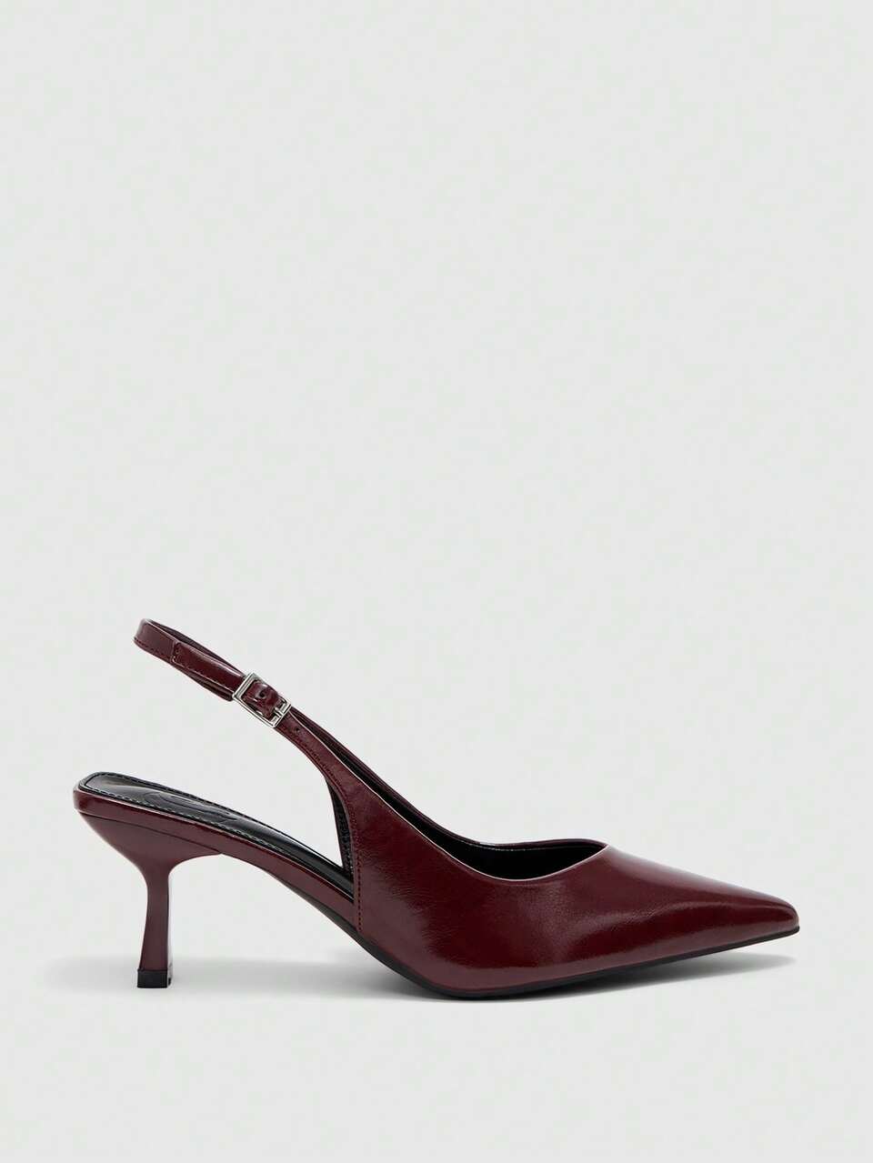 CUCCOO BIZCHIC Spring And Summer New Pointed-Toed Thin-Heeled Medium-Heeled Burgundy Comfortable And Versatile Elegant Elegant Glossy Light-Mouthed Rear-Lift Com Fall Shoes