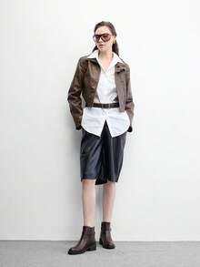 CUCCOO BIZCHIC 女款秋冬金屬扣設計百搭通勤日常粗跟踝靴 - 咖啡 - 查看 6