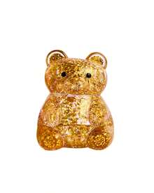1pc Gold Glitter Bear Squeeze Figure With Clear Jelly Texture, Shimmer Filled Animal Shape In Yellow Striped Window Box, Soft Handheld Squishy Ornament For Desk Decor And Shelf Display - Multicolor - View 5