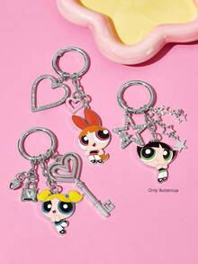 THE POWERPUFF GIRLS X SHEIN 五角星閃鑽金屬包包吊飾 女生風包包吊飾配件禮物 - 彩色 - 查看 6