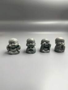 1 Piece Handmade Resin Zen Smiling Buddha Statue Abstract Miniature Figurine For Indoor Garden Bonsai Home Office Desktop Calm Meditation Decor - 1 Piece - View 6