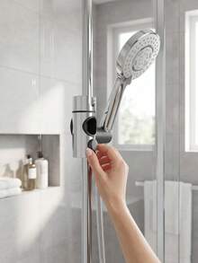 Tatukiko Shower Head Holder, Adjustable Shower Head Holder For Slide Bar, Suitable For Slide Bar Slider Clip Bathroom Replacement Parts, Rotatable Shower Head Holder, Home Bathroom Decor, Autumn Decor Bathroom Accessories - Silver - View 6
