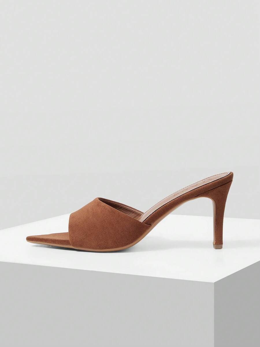 MOTF WOMEN'S NEW FRENCH OPEN-TOED SEXY STILETTO POINTED SANDALS, BROWN VERSATILE HIGH-END COMFORTABLE FAIRY STYLE ELEGANT SIMPLE SANDALS - Brown - View 2