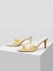 MOTF WOMEN'S FRENCH NEW FASHION OPEN-TOED SEXY STILETTO TIP SANDALS, YELLOW VERSATILE COMFORTABLE FAIRY STYLE ELEGANT SIMPLE SANDALS - Yellow - View 4