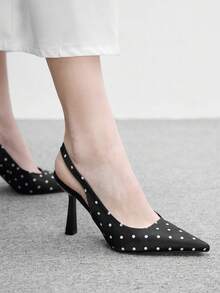 CUCCOO BIZCHIC Women's Pointed Toe Fashion High Heel Pumps Spring Shoes Spring Break Easter For Christmas Spring Shoes - Black/White - View 4