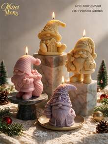 Christmas Gnome Hold Gingerbread Man Candle Mold Christmas Tree Gnomes Silicone Mould Soy Wax Concrete Soap Resin Casting Mold Festive Decor - various - View 10