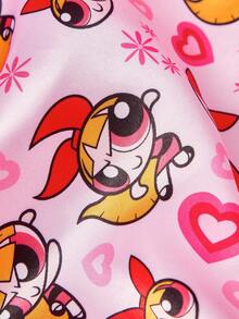 THE POWERPUFF GIRLS X SHEIN 女款連體髮帽頭巾帽 - 粉色 - 查看 4