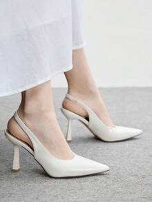 CUCCOO BIZCHIC 女款尖頭時尚高跟單鞋 春季鞋 春假復活節聖誕節穿搭鞋 - 純白 - 查看 5
