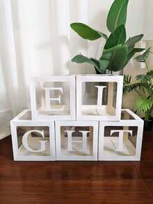 1pc Transparent Letter Balloon Box, Customizable Name Display Case For 1st Birthday Bridal Shower Gender Reveal Party Decor, Reusable Acrylic Gift Box With 30 Letters - Multicolor - View 10