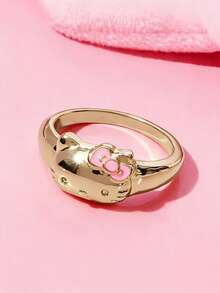 HELLO KITTY AND FRIENDS | SHEIN 時尚可愛卡通金合金戒指，滴油設計，節日禮物，適合送禮 - 彩色 - 查看 7