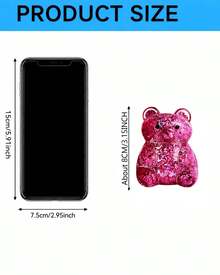 1pc Pink Glitter Bear Squeeze Figure With Clear Jelly Finish, Sparkle Filled Animal Shape In Striped Window Box, Soft Handheld Squishy Ornament For Desk Decor, Shelf Display And Travel Carry - Multicolor - View 4