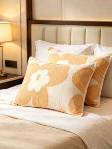 Cirelle 1pc Floral Tufted Pillowcase, Soft Plush Microfiber Pillow Sham With 3D Textured Daisy Flower Pattern, Aesthetic Danish Pastel Bed Pillow Cover (No Insert) - Multicolor - View 4