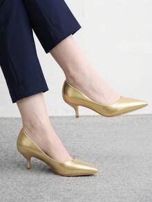 CUCCOO BIZCHIC 女款尖頭日常百搭時尚高跟鞋 - 金色 - 查看 1