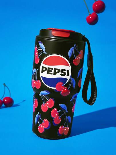 PEPSI X SHEIN 600Ml/20 Oz Thermos Cup, Thermal Insulation Cup, Vacuum Insulation Water Bottle, Stainless Steel Travel Cup, Car Cup