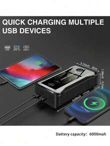 12V Car Jump Starter, Suitable For Car Battery, Portable Charger, Emergency Car Starter, Power Bank, Applicable For 6.0L Gasoline/4.0L Engine Vehicles - Multicolor - View 9