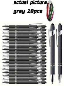20 buah/Set Pulpen Ballpoint Aneka Warna dengan Stylus, Cocok untuk Layar Sentuh, Tinta Hitam Cepat Kering, Desain Bodi Pulpen Logam 2-in-1, Ujung Sedang (1.0mm), Menulis Halus, Dengan Klip - Ideal untuk Pelajar dan Penggunaan Kantor, Penting untuk Musim Kembali ke Sekolah - 20 buah - View 8