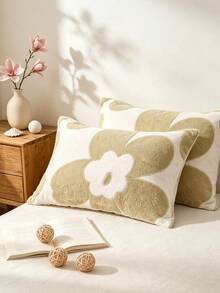 Cirelle 1pc 3D Tufted Floral Decorative Throw Pillowcase, Ultra Soft Textured Flower Pillow Cover For Bedroom (No Insert) - Multicolor - View 3