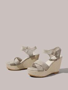 Styleloop Women Platforms & Wedge Sandals Holiday Travel Essential Boho Cowgirl Outfit - Gray + button - View 10