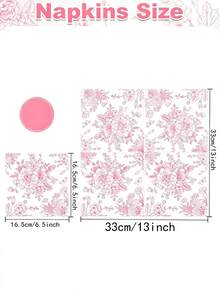 20 Pcs/Set,Blue/Pink/Green, Retro Floral Printed Disposable Napkins. 13*13 Inch Double-Layer Plant Paper Napkins. Suitable For Birthday, Wedding, Tea Party, Hotel Decoration Napkins - Multicolor - View 7