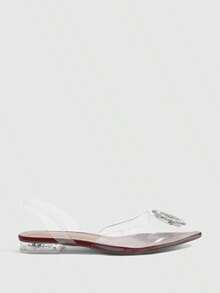 CUCCOO SZL Women's Clear Strap Heeled Sandals With Elegant Rhinestone Embellishment - Scarlet - View 3