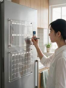 Haus Hana 1Set Magnetic Acrylic Weekly & Monthly Planner Set, Clear Reusable Board With Dry-Erase Surface, Easy To Write & Erase, Ideal For Refrigerator Organization, Scheduling And Home Planning - multicolor - View 9