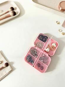 Portable Magnetic 7 Compartment Double Row Pill Case, Transparent Plastic Weekly Pill Organizer, Travel Storage Box For Medication Vitamins Trinkets Small Accessories - multicolor - View 5
