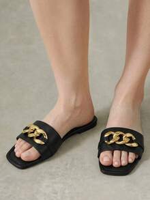 Styleloop Señoras, Uñas de Sauce, Hebillas, Zapatos Planos. - Negro - Ver 2