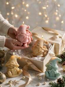 Christmas Gnome Hold Gingerbread Man Candle Mold Christmas Tree Gnomes Silicone Mould Soy Wax Concrete Soap Resin Casting Mold Festive Decor - various - View 8