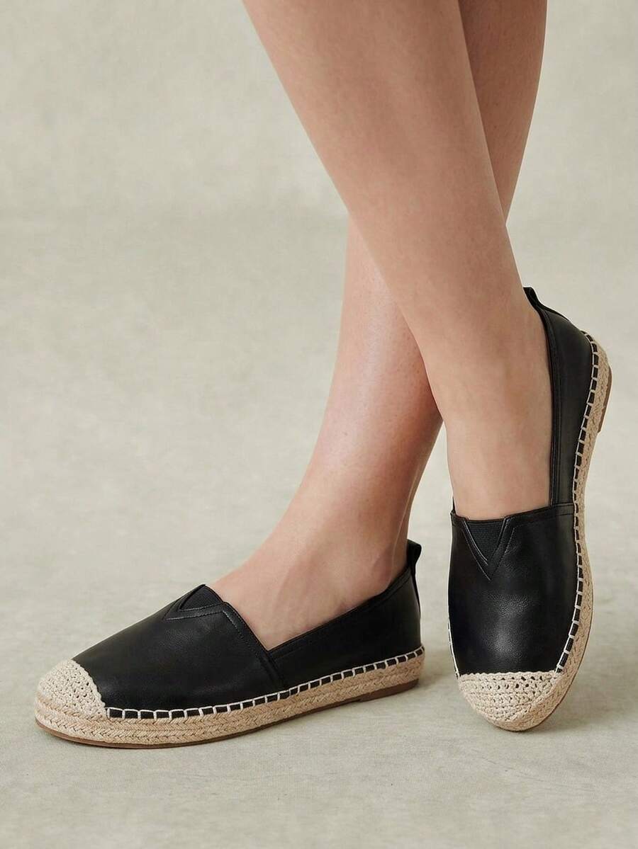 Styleloop Ladies Flat Straw Sandals Hemp Rope Shoes Bohemian Style, Suitable For Vacation, Daily Life, Leisure, Beach, Vacation, Travel - Dark Black - View 1
