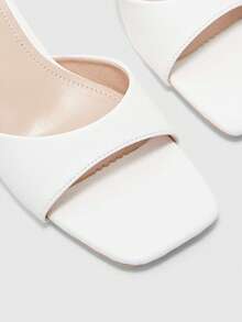 CUCCOO BIZCHIC Women Shoes Spring And Summer New Beige One-Piece Open-Toed Women's High-Heeled Sandals Slippers Simple, Fashionable And Comfortable Versatile Commute - PU white - View 7